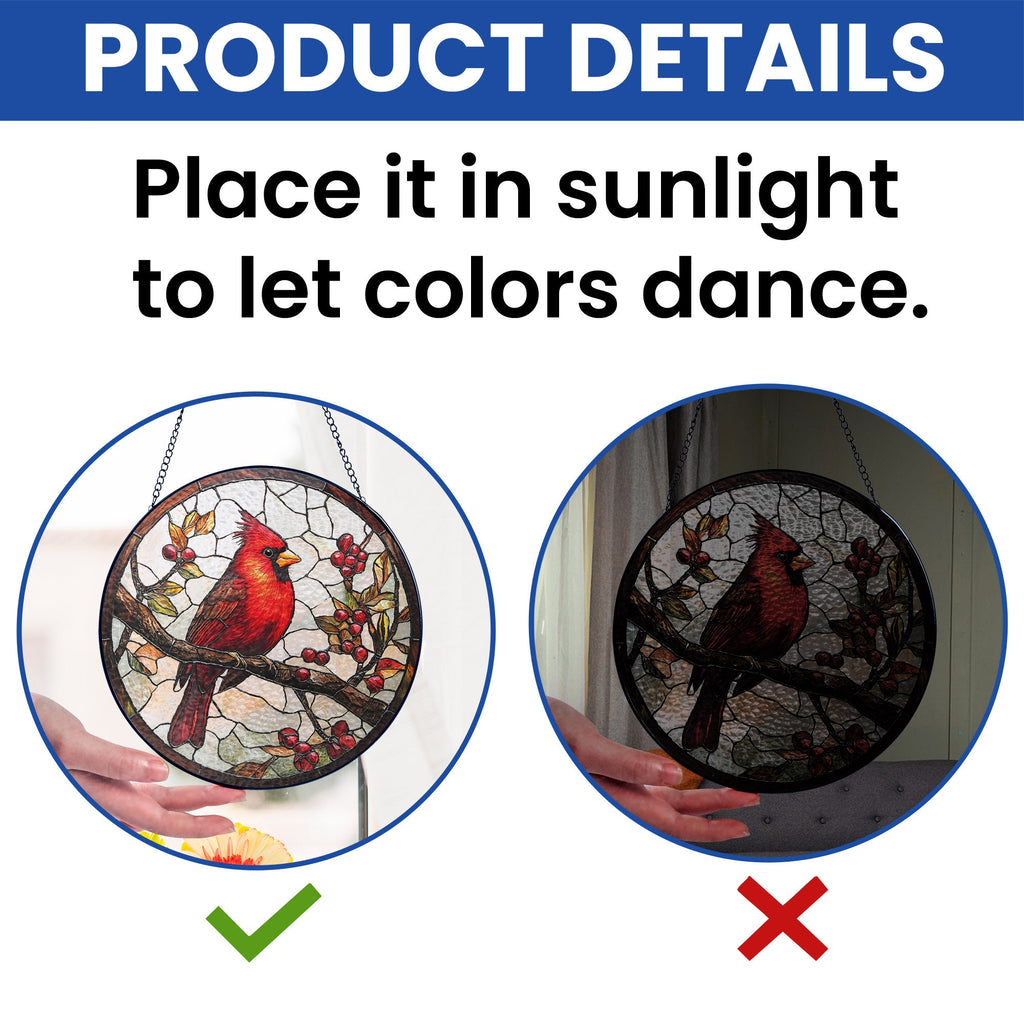 Cardinal Bird Memorial Stained Glass Suncatcher