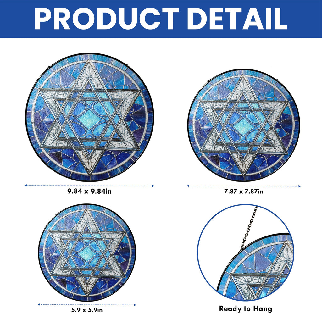 Hanukkah Jewish Star Stained Glass Suncatcher