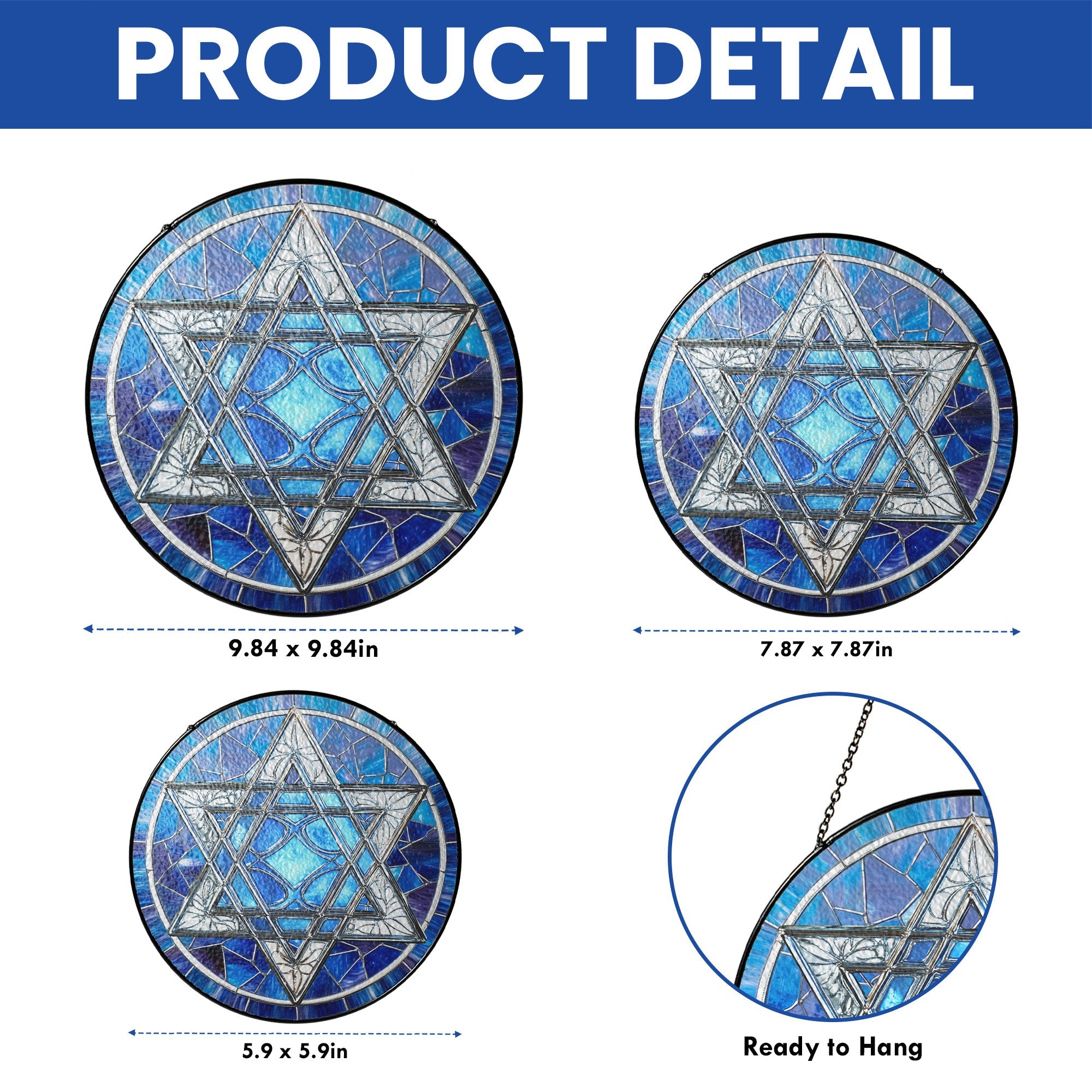 Hanukkah Jewish Star Stained Glass Suncatcher