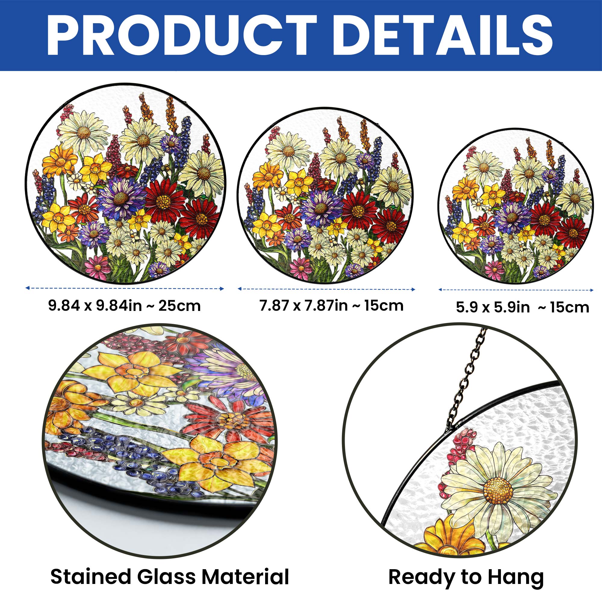 Wildflowers Floral Stained Glass Suncatcher