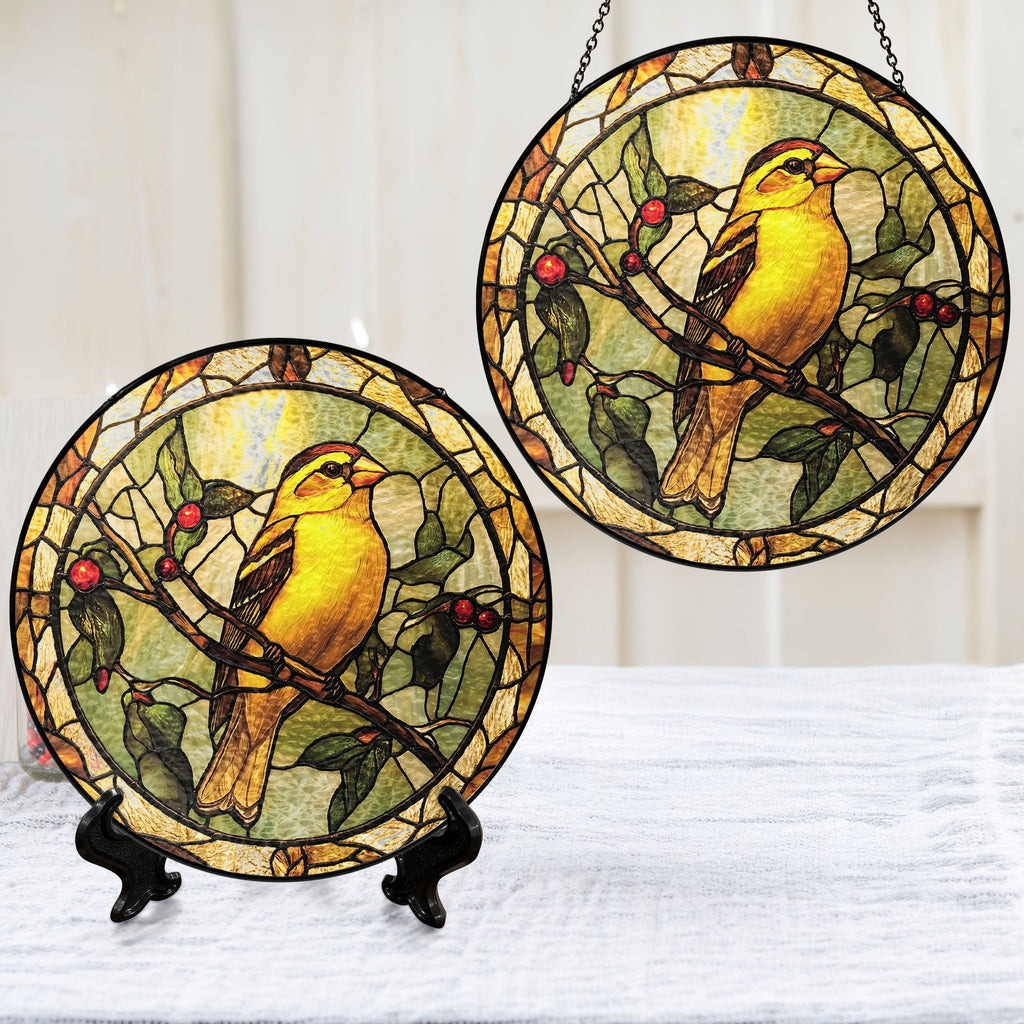 Goldfinch Bird Birdwatching Stained Glass Suncatcher