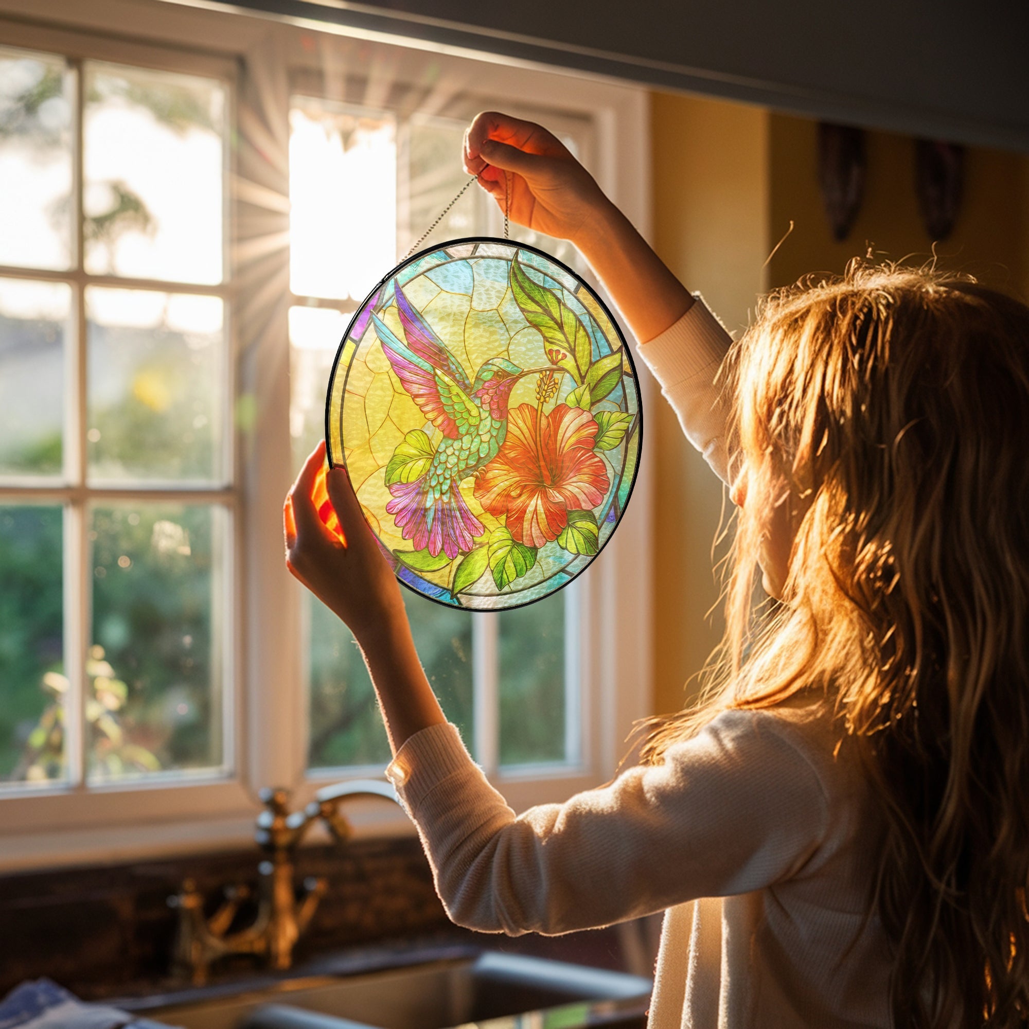 Hummingbird Stained Glass Suncatcher